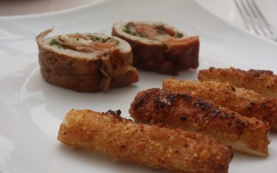 Paupiettes de veau et asperges panées aux noisettes
